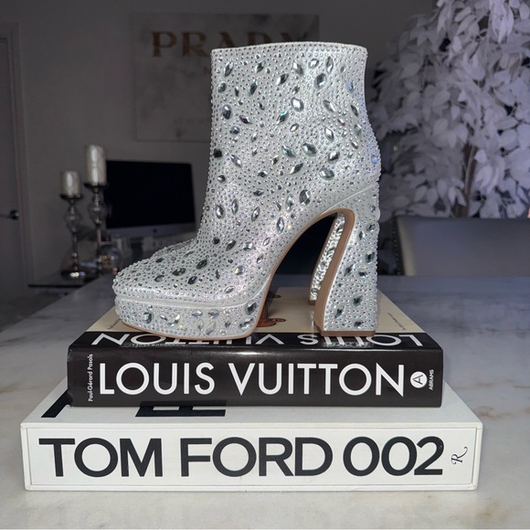 New Jessica Simpson JS Dolly Silver Shimmer Sand Rhinestone Boot Womens 10 - Picture 7 of 13